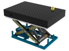 Banco per saldatura SteelPlus idraulico GPPH 1,5x1mt spessore 12mm, fori 16mm griglia diagonale