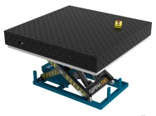 Banco per saldatura SteelPlus idraulico GPPH 1,5x1,48mt spessore 12mm, fori 16mm griglia diagonale