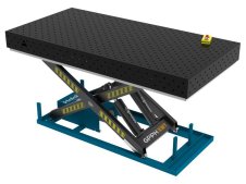 Banco per saldatura SteelPlus idraulico GPPH 2,4x1,2mt spessore 12mm, fori 16mm griglia diagonale