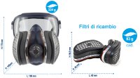 Respiratore GVS SPR401 protezione integrale Elipse A1P3 antiodore, taglia M-L