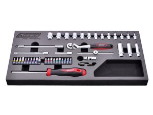 Set 45 bussole e inserti Kravm con cricchetto a 72 denti, attacco 1/4"