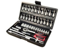 Set 46 bussole Kravm con cricchetto attacco 1/4" in valigetta Set 46 bussole Kravm con cricchetto attacco 1/4" in valigetta