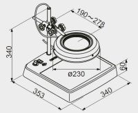Lente di ingrandimento a LED con regolazione 2x base 353x340mm