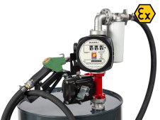 Pompa elettrica Meclube Atex per travaso benzina in kit con pistola automatica, filtro e contalitri