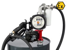 Pompa elettrica Meclube Atex per travaso benzina in kit con pistola manuale, filtro e contalitri