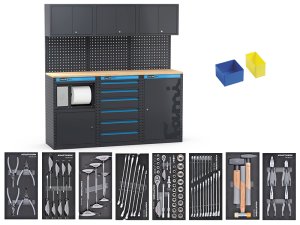 Arredo Fami Garage 391 G10 da 1824x495x1.900mm con 84 utensili Kraftwerk e 20 porta minuteria