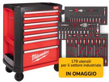 Carrello portautensili Milwaukee SRC30 a 7 cassetti con 179 utensili per l'industria