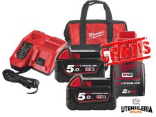 Energy Kit M18 NRG-502 18V 2 batterie 5Ah+ caricabatterie+ borsa + batteria 2Ah in OMAGGIO