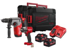 Kit utensili 18V Milwaukee Avvitatore FMTIW2F12 + Tassellatore FHX con 2 batterie e valigette