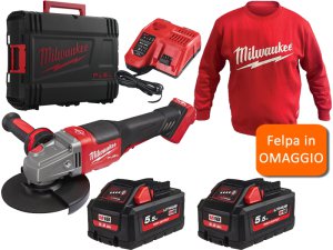 Kit smerigliatrice Milwaukee M18 Fuel FHSAG125XPDB interruttore a paletta