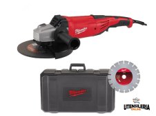 Smerigliatrice angolare Milwaukee 2200W AG22-230 D-SET con disco in valigetta