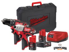 Trapano avvitatore Milwaukee compatto M12 BPD + Avvitatore ad impulsi M12 BID