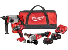 Kit 18V Milwaukee Trapano avvitatore BLPDRC + Tassellatore BLH + Smerigliatrice BLSAG125X