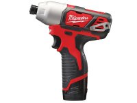 Kit Milwaukee 12V Trapano BPD + Avvitatore impulsi BID con 3 batterie e caricabatterie