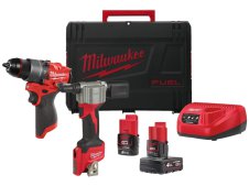 Kit utensili 12V Milwaukee Trapano FPD2 + Rivettatrice BPRT con 2 batterie e caricabatterie