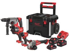 Kit utensili 18V Milwaukee Trapano FPD3 + Avvitatore FID3 + Tassellatore FHX + Smerigliatrice ONEFSA