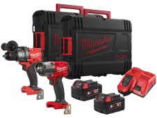 Kit utensili 18V Milwaukee Trapano FPD3 + Avvitatore ad impulsi FMTIW2F12 con 2 batterie e valigetta