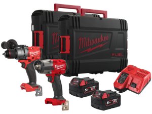 Kit Milwaukee 18V Trapano FPD3 + Avvitatore ad impulsi FMTIW2F12 con 2 batterie e valigetta
