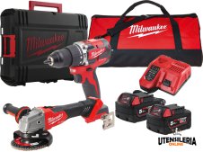 Trapano Milwaukee M18 CBLPD + smerigliatrice M18 FSAG115X in Kit