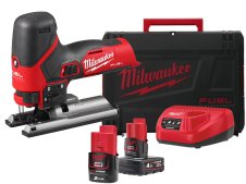 Seghetto alternativo Milwaukee M12 Fuel FJS in kit con 2 batterie, caricabatterie e valigetta