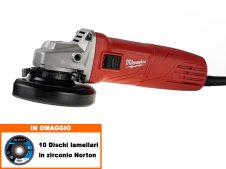 Smerigliatrice angolare Milwaukee AG 10-125 EK 1000W + 10 Dischi d.115 Norton gr.40 OMAGGIO Smerigliatrice angolare Milwaukee AG 10-125 EK 1000W + 10 Dischi d.115 Norton gr.40 OMAGGIO