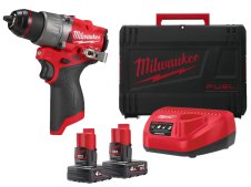 Trapano avvitatore Milwaukee M12 Fuel FDD2 con 2 batterie, caricabatterie e valigetta Trapano avvitatore Milwaukee M12 Fuel FDD2 con 2 batterie, caricabatterie e valigetta