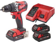 Trapano avvitatore a percussione Milwaukee M18 CBLPD, 60Nm 2 batterie