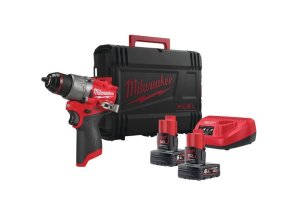 Trapano con percussione Milwaukee M12 Fuel FPD2 con 2 batterie, caricabatterie e valigetta