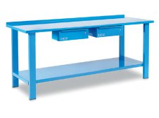 Banco da lavoro OMCN 2000x700x850mm con piano in acciaio e 2 cassetti