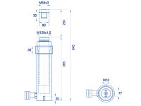 Cilindro idraulico corsa lunga semplice effetto OMCN 363/GM ritorno a molla h.645mm, 50 Ton