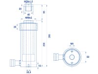 Cilindro idraulico semplice effetto pistone forato OMCN 366 ritorno a molla h.265mm, 12 Ton