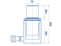 Cilindro idraulico universale semplice effetto OMCN 362/D ritorno a gravità h.265mm, 30 Ton