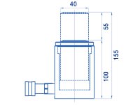 Cilindro idraulico universale semplice effetto OMCN 360/BM ritorno a molla h.155mm, 10 Ton
