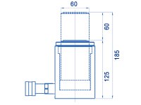 Cilindro idraulico universale semplice effetto OMCN 361/CM ritorno a molla h.185mm, 20 Ton