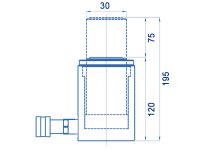 Cilindro idraulico universale semplice effetto OMCN 359/CM ritorno a molla h.195mm, 5 Ton