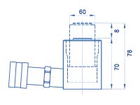 Cilindro idraulico compatto a semplice effetto OMCN 361 con ritorno a gravità h.78mm, 20 Ton