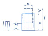 Cilindro idraulico compatto a semplice effetto OMCN 363/AM con ritorno a molla h.100mm, 50 Ton