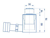 Cilindro idraulico compatto a semplice effetto OMCN 359/M con ritorno a molla h.76mm, 5 Ton