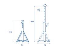 Colonnetta di sostegno mezzi pesanti OMCN 982/B con ruote fisse, portata 7,2 ton