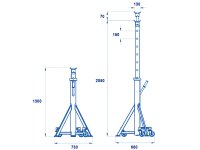 Colonnetta di sostegno mezzi pesanti OMCN 982/A con ruote rientranti, portata 10 ton