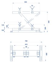 Traversa di supporto moto a cricco OMCN 560 regolabile in altezza, portata 250 Kg