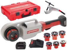 Rothenberger filiera Supertronic 2000E AMPShare con batteria, caricabatterie e 6 testine BSPT 1/2-2"