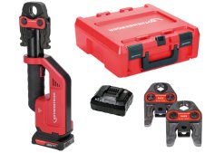 Rothenberger pressatrice Romax Compact III AMP in set con batteria, caricabatterie e 3 ganasce SV