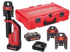Rothenberger pressatrice Romax Compact III in set con batteria, caricabatterie e 3 ganasce M