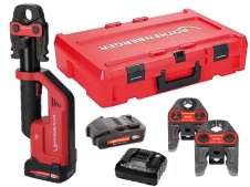 Rothenberger pressatrice Romax Compact III in set con batteria, caricabatterie e 3 ganasce SV