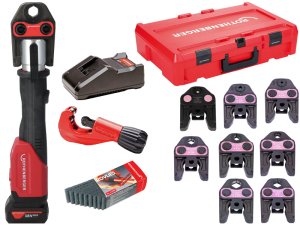 Rothenberger pressatrice Romax 4000 AMPShare con batteria, caricabatterie e 8 ganasce MaxiPro