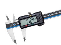 Calibro Rupac digitale IP40 in acciaio INOX, 150mm e 200mm, bloccaggio vite, asta tonda