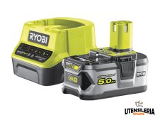 Set batteria da 5 Ah 18V e caricabatteria Ryobi in scatola di cartone