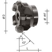 Fresa per spianatura 43° Z4 D.50 attacco D.22 per inserti ISO ODH0605