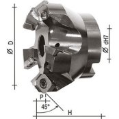 Fresa per spianatura 45° Z5 D.63 attacco D.22 per inserti ISO SEHT13T3AGSN